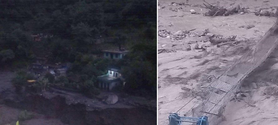 अविरल वर्षाका कारण ﻿दार्चुलाको लास्कुमा आएको बाढीले दर्जन बढी घर बगायो
