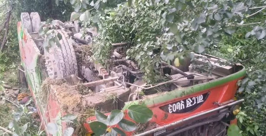 धनगढीबाट काठमाडौं जाँदै गरेको बस दुर्घटना, २२ जना घाइते
